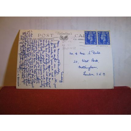 LYNTON & LYNMOUTH, DEVON vintage used postcard Brian Gerald painting 1952 pm =