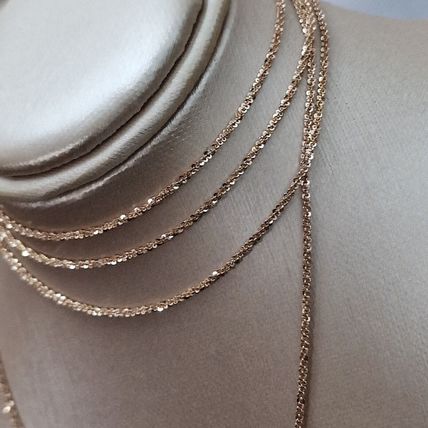 Diamond Cut Fine Rock Chain 36" Long Rose Gold Overlay 925 Sterling Silver 3.95g