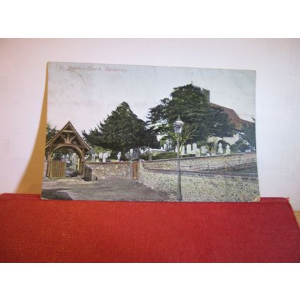 ST.MARTIN'S CHURCH, CANTERBURY, KENT used antique postcard by Hartmann 1905 pm =