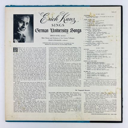 Erich Kunz – Sings German University Songs Vinyl LP Record Album VRS-477