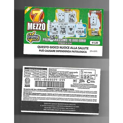 Gratta e Vinci - 7 e Mezzo - Lotto 3051