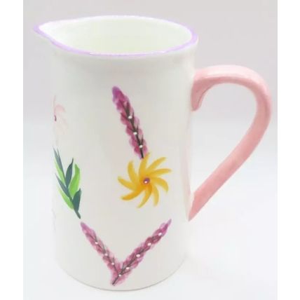 Purple & Yellow Floral Jug 14 CM Fine China Tableware Gift Home Decor Ceramic