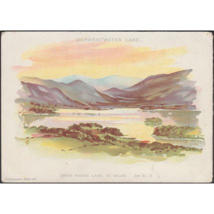 Derwentwater Lake, Cumberland, c.1890s - Advertising Postcard