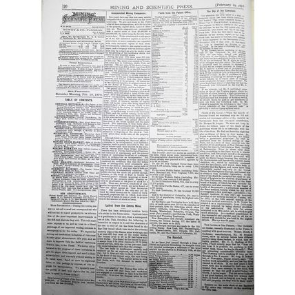 Mining and Scientific Press Feb 19, 1876. Yellowstone Falls; Pedestrian Training