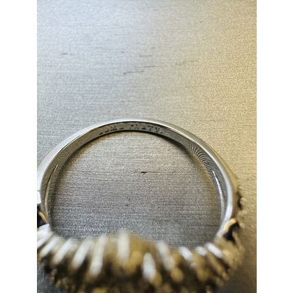 Ring Bomb Party Sz11 RBP Dark Blue Gem W/Colorless Gem Clusters & Rhodium P Band