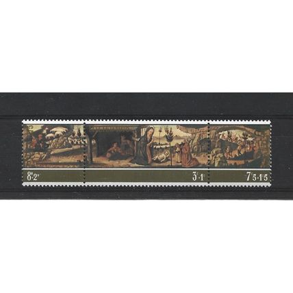 Malta.1975 Christmas strip of 3.Mounted Mint.May25