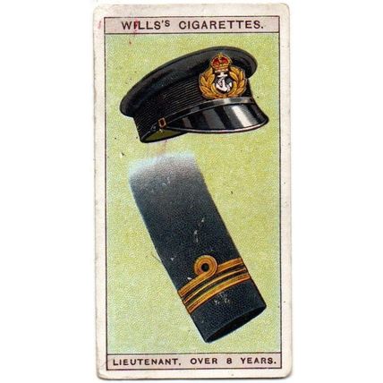 WILLS CIGARETTE CARD NAVAL DRESS & BADGES 1909 No.15 LIEUTENANT