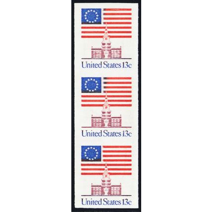 1622b, Mint NH 13¢ Imperforate Error Strip of Three - Stuart Katz