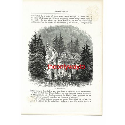AT ALLERHEILIGEN, BLACK FOREST, Germany, Book Illustration (Print), 1893