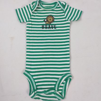Carter's Just For You Boy's Newborn Short Sleeve One Piece "Brave" Green Stripes