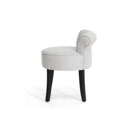 Modern Light Beige Linen Scrollback Lounge Stool Vanity Chair Fully Assembled