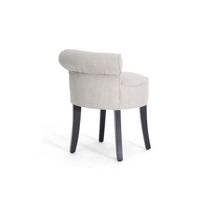Modern Light Beige Linen Scrollback Lounge Stool Vanity Chair Fully Assembled