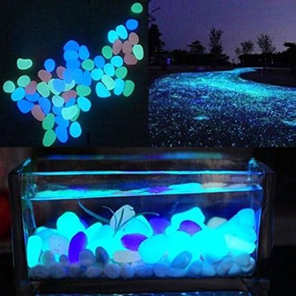 Oubest Fish Tank Rocks Glow Blue/Glow in the Dark Pebbles for Garden/Fish Tank/A