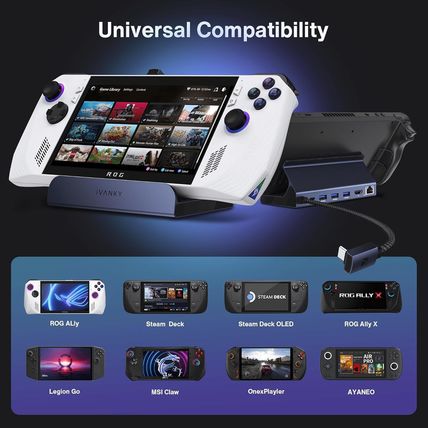 Ivanky 8-In-1 Docking Station 4K@120Hz for ASUS ROG Ally X/Valve Steam Deck Oled