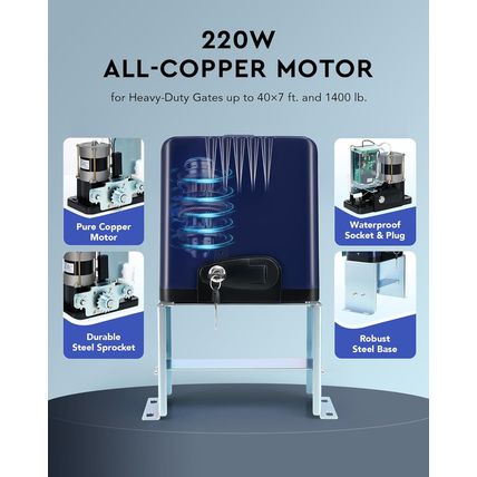 CO-Z 1400Lb Automatic Sliding Gate Opener, Electric Rolling Driveway Fence Slide