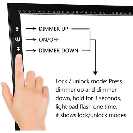 HSK A2 Artist Tracing Light Box Copy Table 12V2A Adapter Dimmerable 5000 Lux Loc