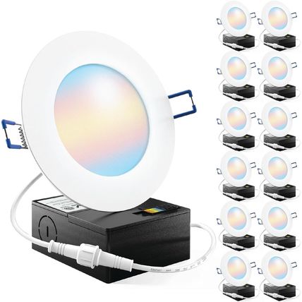 Sunco 12 Pack 4 Inch LED Recessed Lights, Canless Ceiling Light Slim, 650 LM, 10