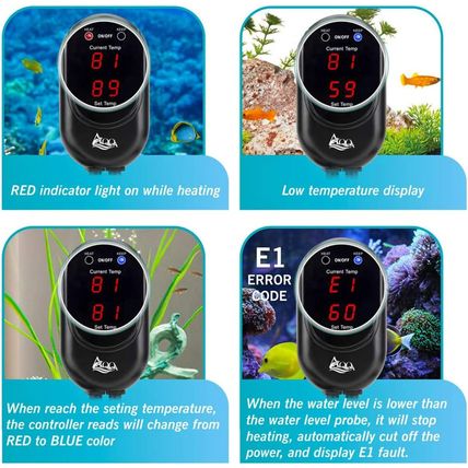 AQQA Fish Tank Heater 100W for 25-35 Gallon Mini Aquarium Heater Quartz Glass Su