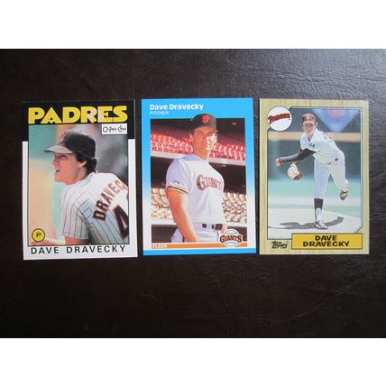 Three (3) Dave Dravecky Baseball Cards - See Pictures and Description Below