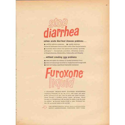 eaton laboratories 1959 furoxone stop diarrhea medical vintage ad