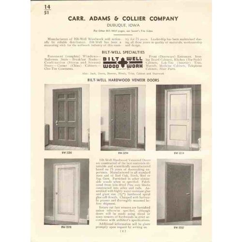 carr adams collier company 1941 bilt-well veneer doors vintage catalog