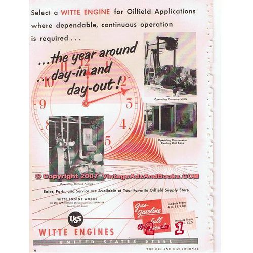 WITTE ENGINE WORKS 1955 oilfield drilling pumping vintage ad
