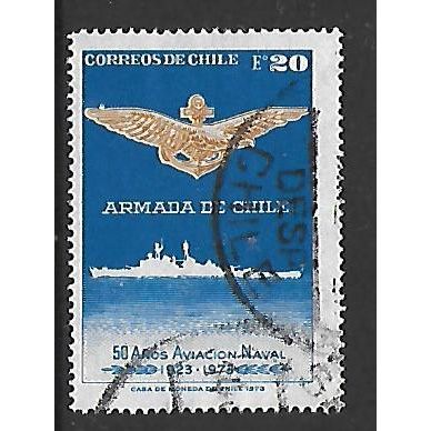 CHILE 1973 CHILEAN NAVAL AVIATION 20E LATORRE CRUSER + EMBLEM SG707 FINE USED