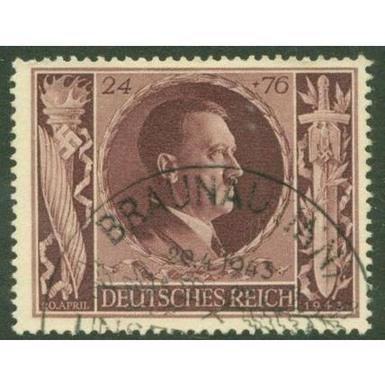 GERMANY - 1943 Hitlers 54th Birthday - 24pf + 76pf maroon - Fine Used
