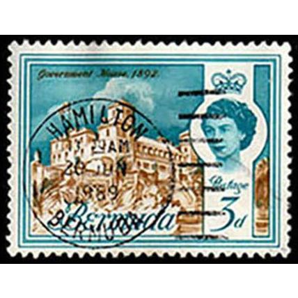 Bermuda 1962 Queen Elizabeth II 3d Used Stamp QE II . Castle