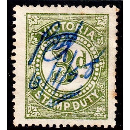 Australia Victoria 1915 3d Stamp Duty Used VIC 6