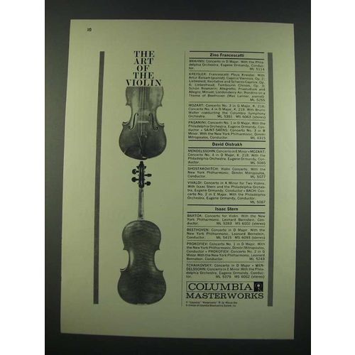 1960 Columbia Masterworks Ad - The Art of the Violin