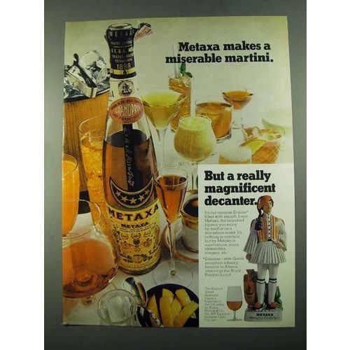 1969 Metaxa Liqueur Ad - Makes a Miserable Martini