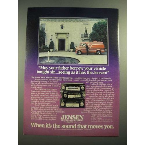 1981 Jensen R406 AM/FM Stereo Receiver Ad - May Your Father Borrow Your Vehicle
