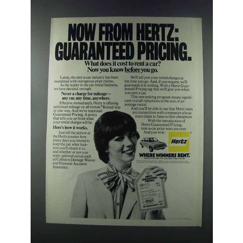 1981 Hertz Rent-a-Car Ad - Guaranteed Pricing
