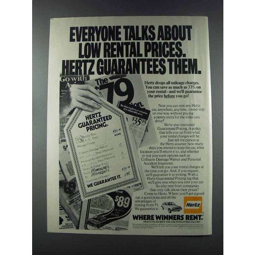1981 Hertz Rent-a-Car Ad - Low Rental Prices