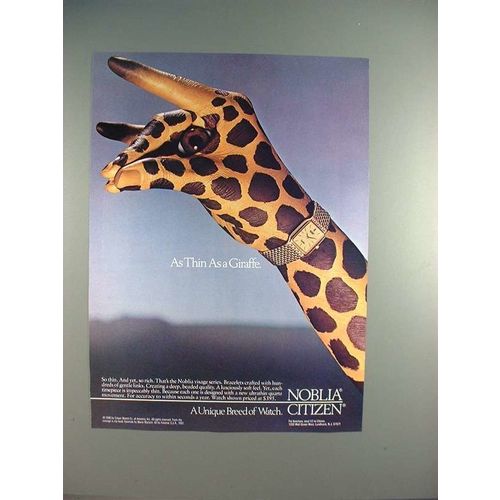 1986 Citizen Noblia Watch Ad - Thin as a Giraffe!
