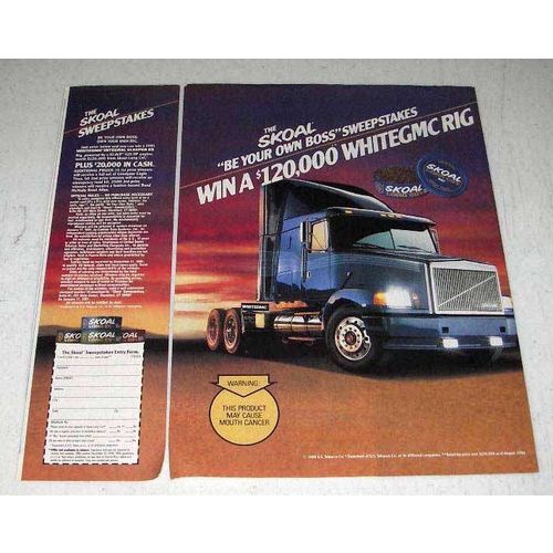 1990 Skoal Long Cut Tobacco Ad - White GMC Rig