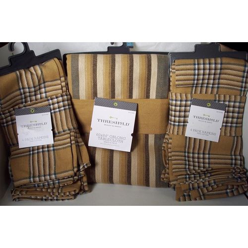 Threshold Gold Brown Tablecloth & 8 Napkin Set 60 x 84 Oblong Cotton