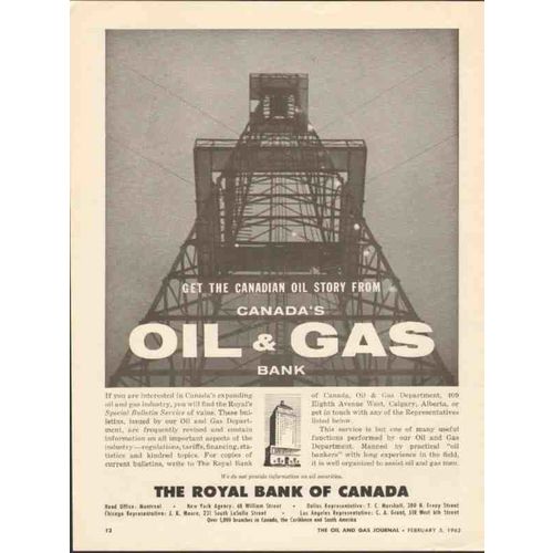 ROYAL BANK CANADA 1962 Canadian story oil gas financing vintage ad