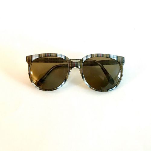 Great Vintage Bolle NEW round Sunglasses Womens Rare Tartan Horn Rim 50-18 gift