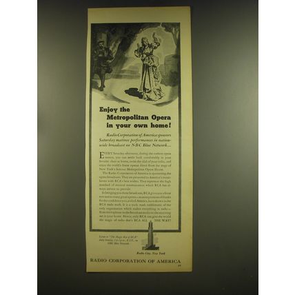 1937 RCA Radio Corporation of America Ad - Enjoy the metropolitan opera