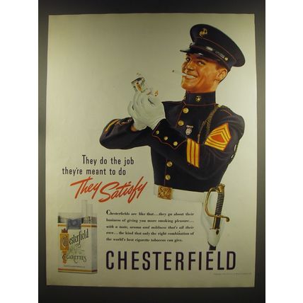 1939 Chesterfield Cigarettes Advertisement - Marine in Dress Uniform