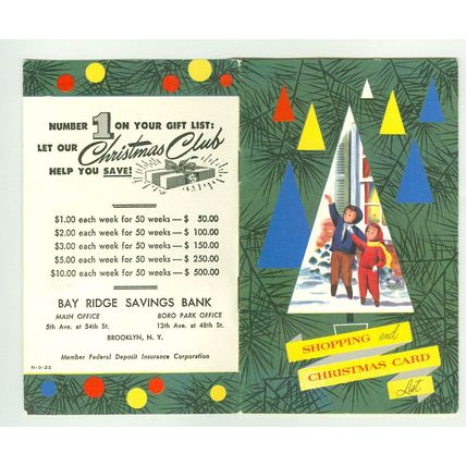 USA. Folder/Book. 1950es." Christmas Club". Shopping and Christmas Card. Unused.