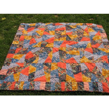 Crazy Throw Quilt 45x54 Tapestry Cotton Chintz Patchwork Handmade Quiltpolice