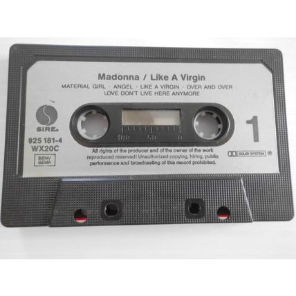 MADONNA CASS ALBUM. LIKE A VIRGIN .1985. SIRE WX 20 C. 925181-4,SILVER LABEL. EX