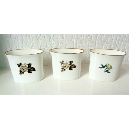 Royal Worcester china 3 toothpick holders 1 pin dish Torquay Japanese Anemone