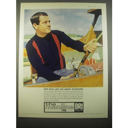 1966 BRI-Nylon Mentor Striped Sports Shirt Advertisement