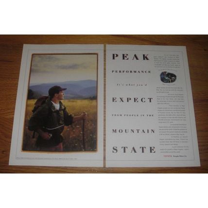 1999 Toyota Cars Ad - Peak performance it's what you'd expect from people