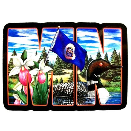 Minnesota Land of Lakes State Artwood Initial Fridge Magnet