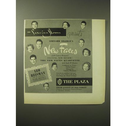 1948 The Plaza Hotel Ad - The Persian Room presents Leonard Sillman's New Faces